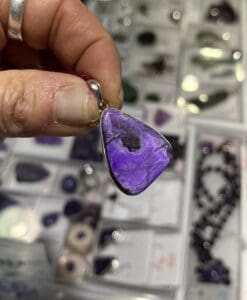 Sugilite pendant for necklace 'worry stone' in pink, healing crystal