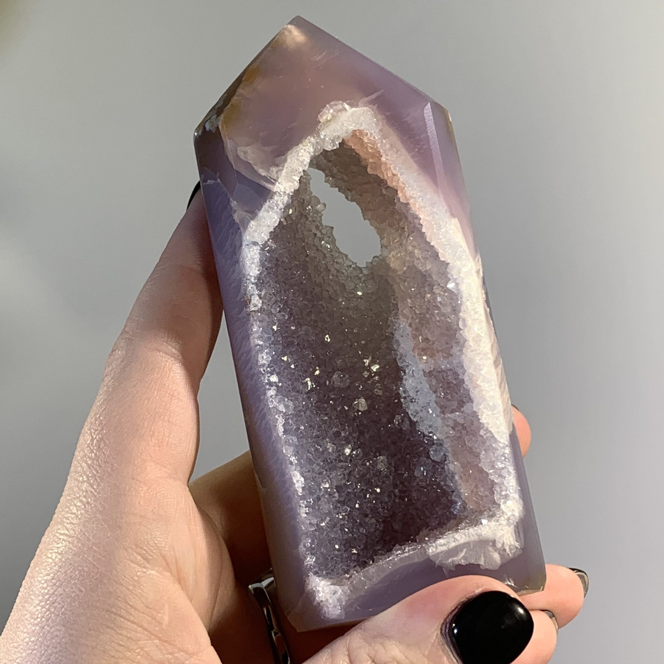 Agate lavender chalcedony druzy standing tower healing crystal - Image 2