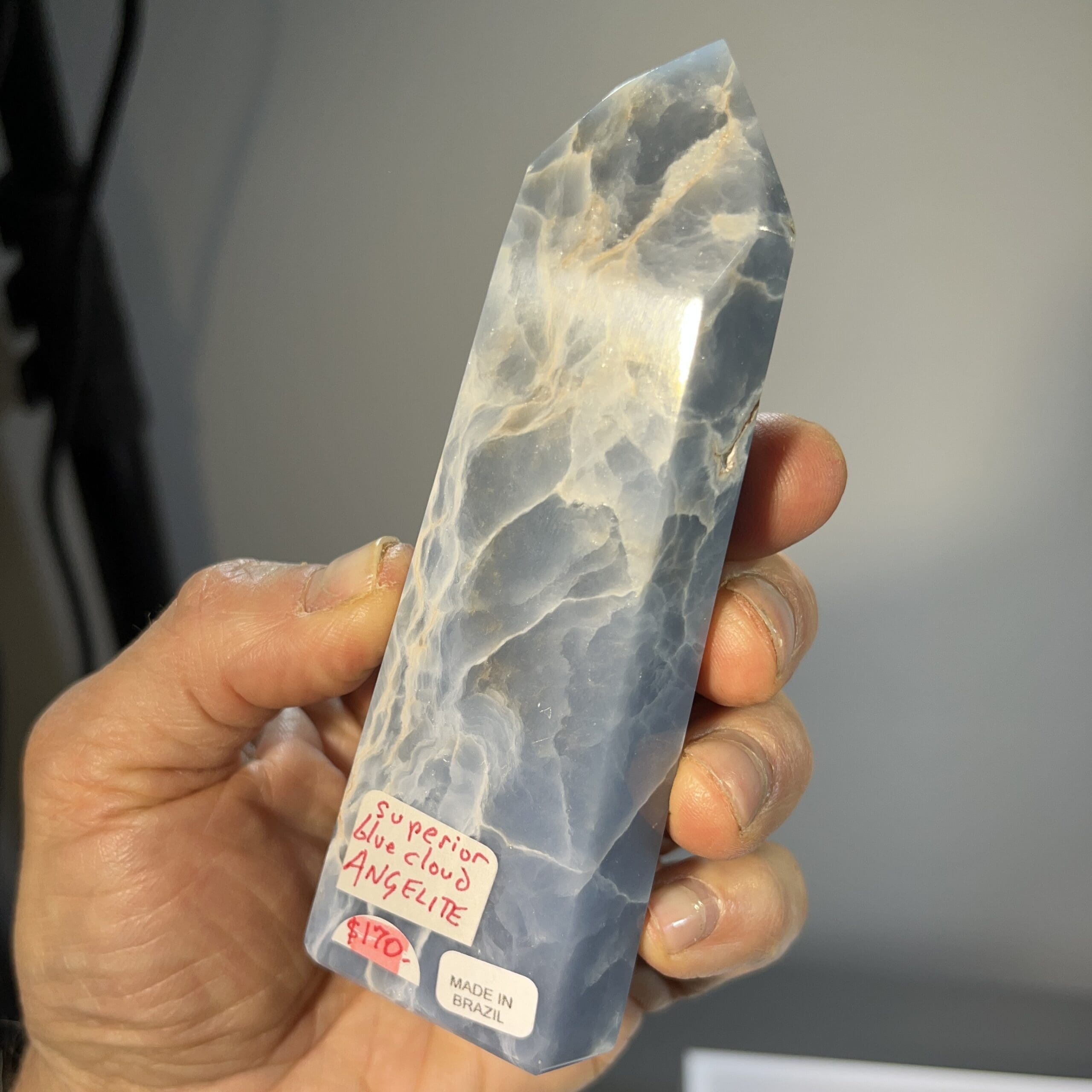 Angelite (Anhyrdrite) superior color 'blue cloud' tower, healing crystal - Image 2