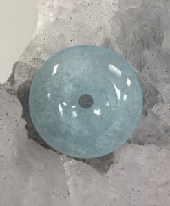 Aquamarine (blue) donut pi disc for pendant etc healing crystal