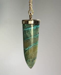 Chrysocolla Quartz pendulum Sterling capped healing crystal