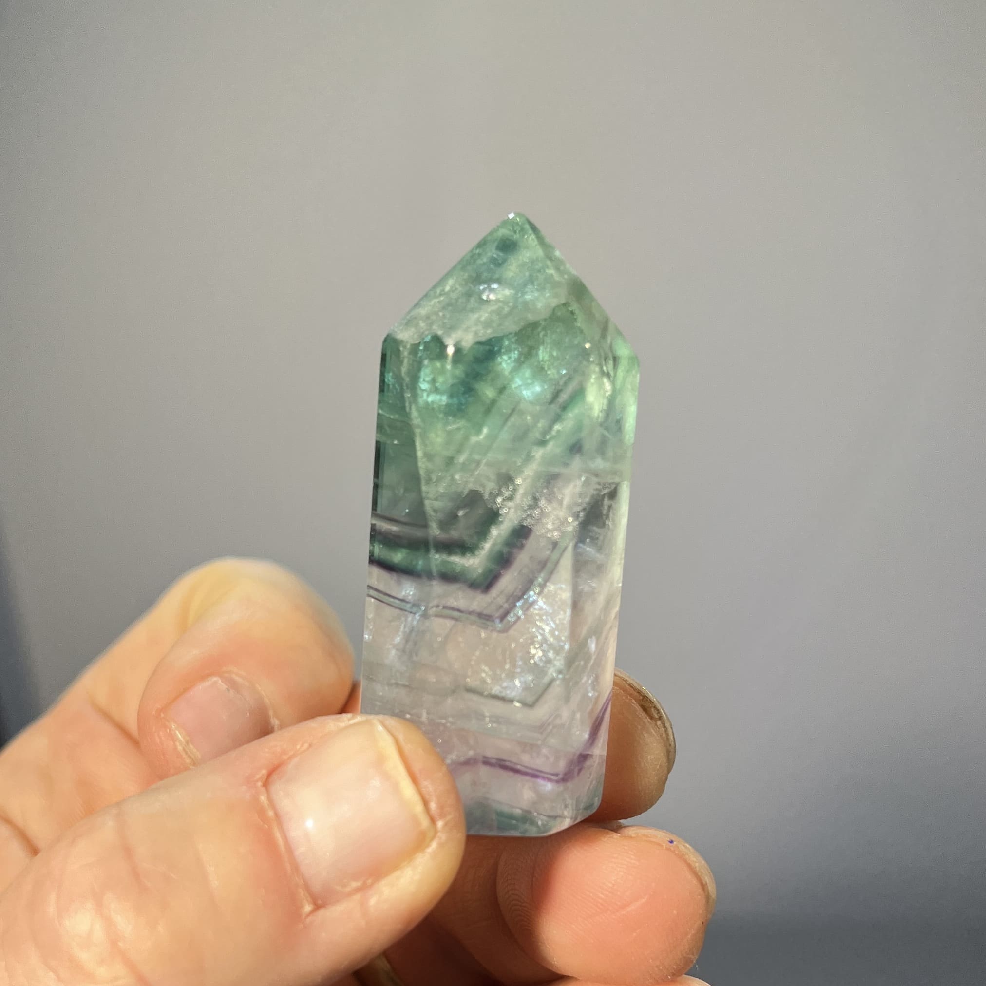Fluorite (Green and Clear) rainbow tower healing crystal