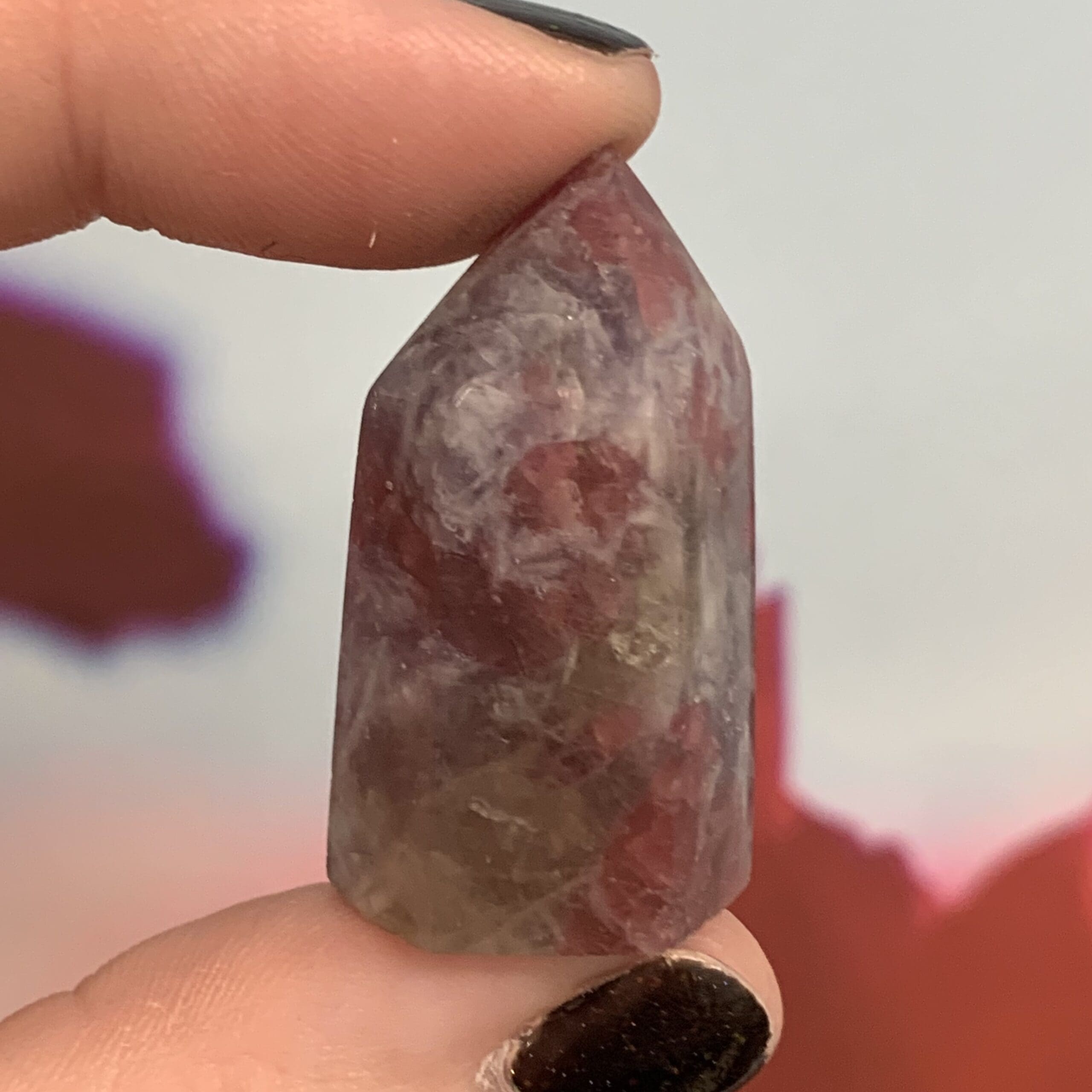 Lepidolite with Pink Tourmaline, standing obelisk point healing crystal - Image 3