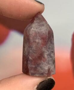 Lepidolite with Pink Tourmaline, standing obelisk point healing crystal