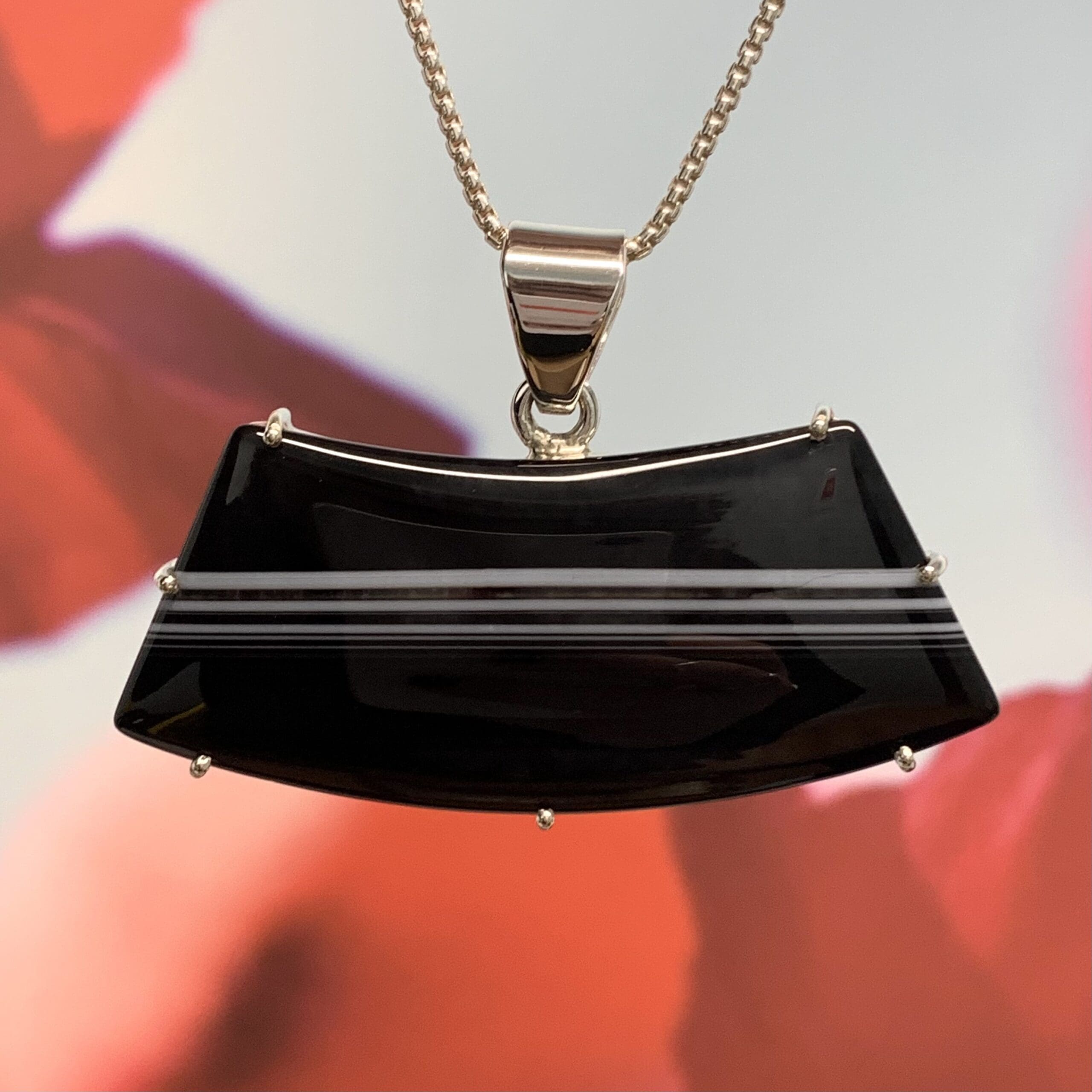 Onyx (Tuxedo) black and white pendant for necklace, healing crystal - Image 2