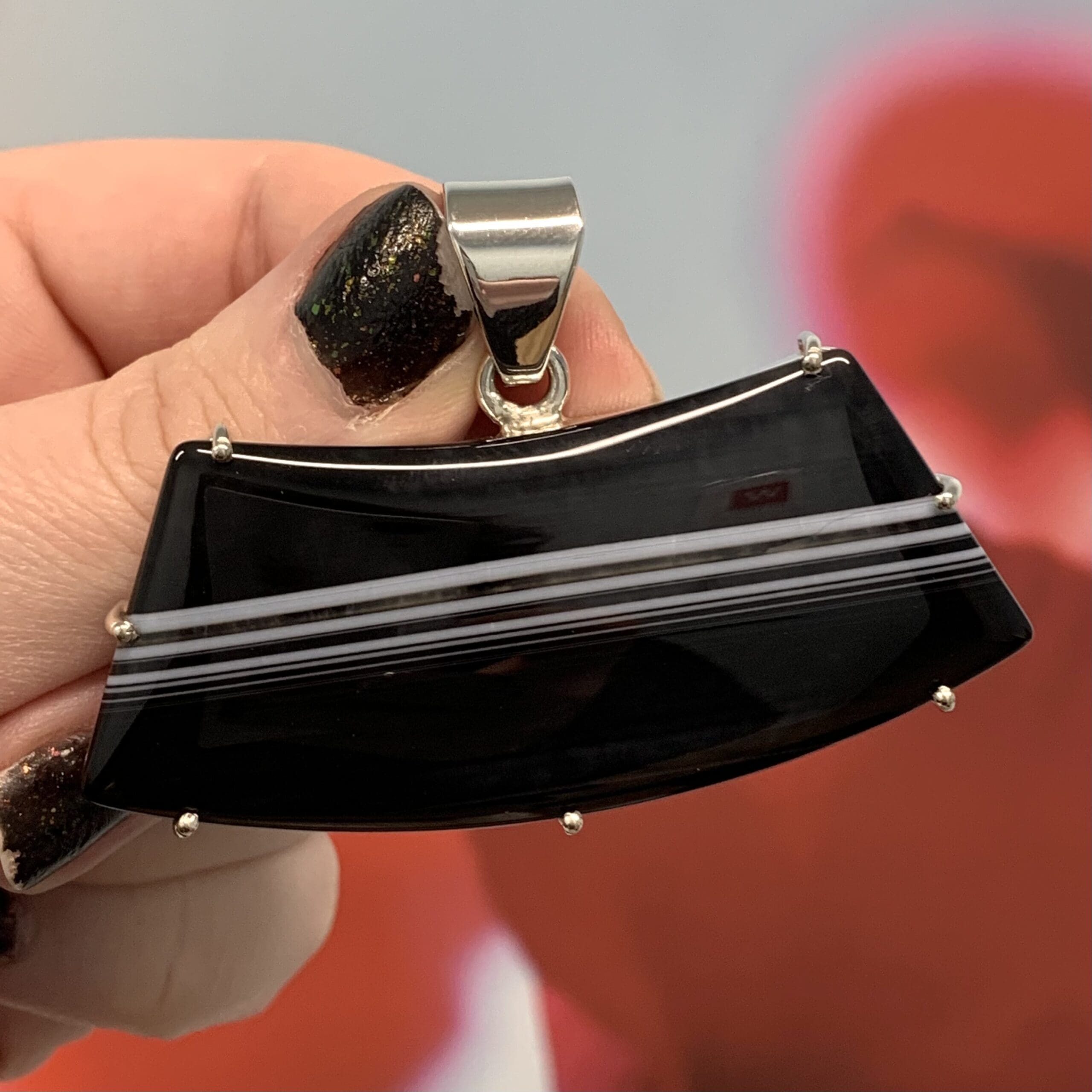 Onyx (Tuxedo) black and white pendant for necklace, healing crystal - Image 3