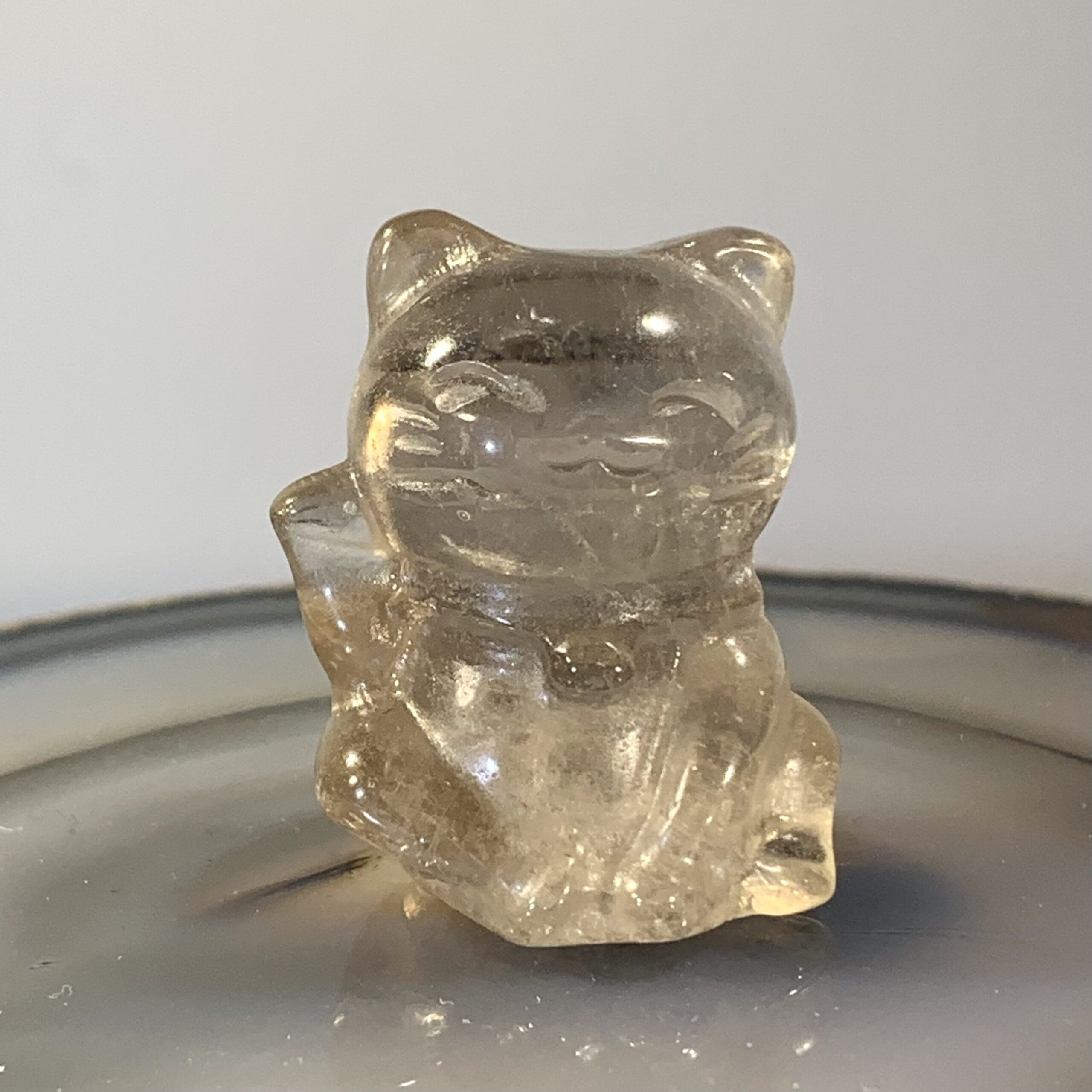 Smoky Quartz (carving) lucky cat standing, healing crystal