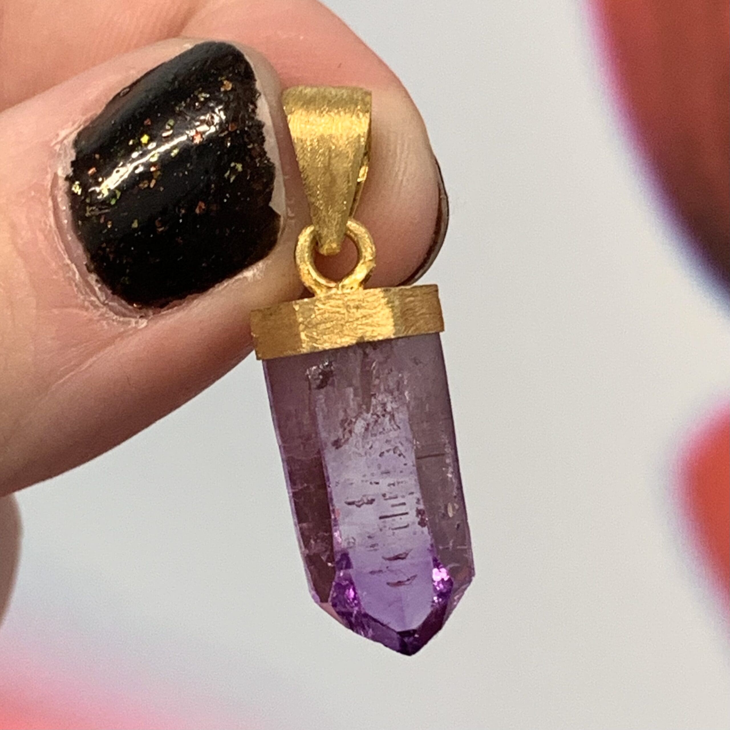 Amethyst (point) 18K Gold Vermeil pendant for necklace healing crystal - Image 2