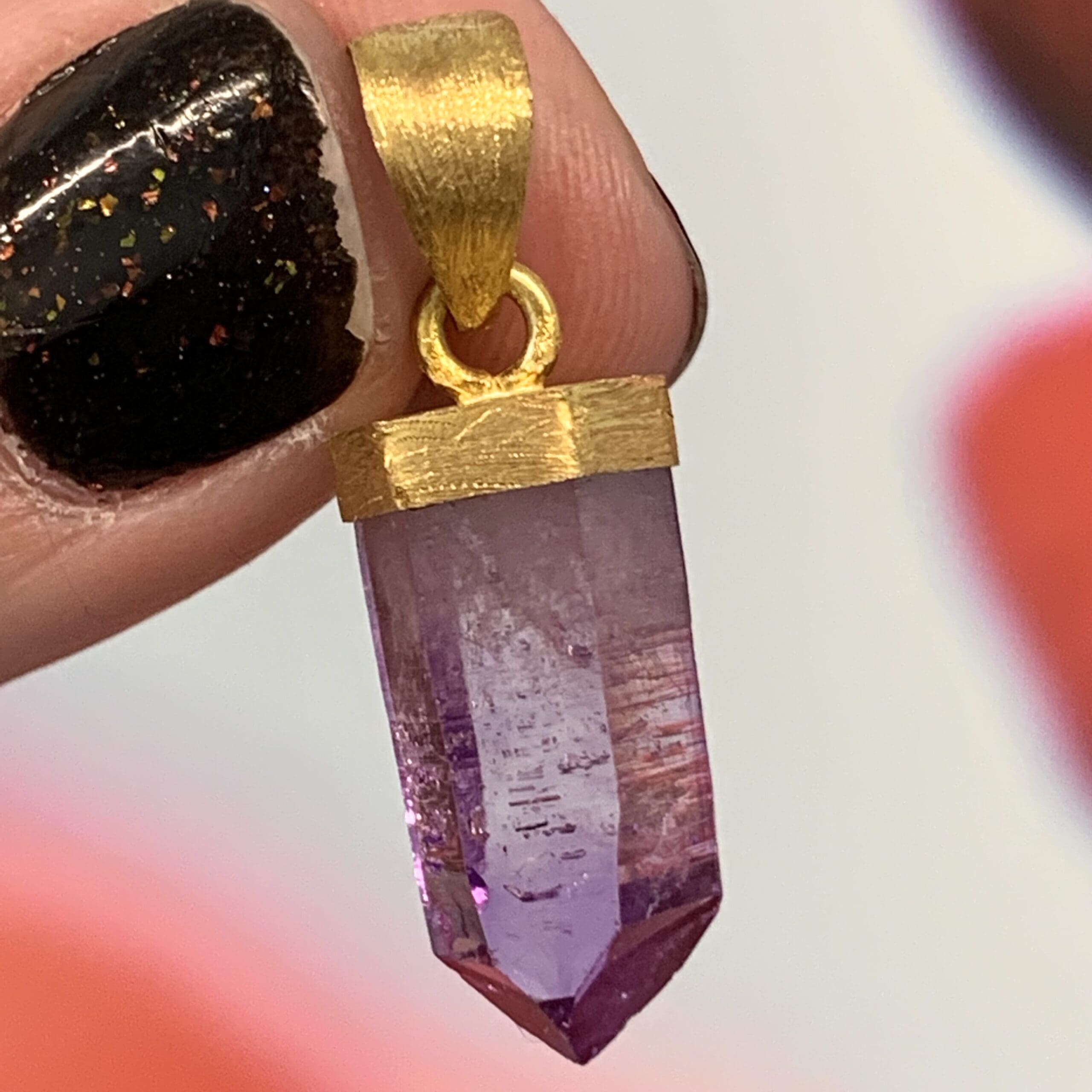 Amethyst (point) 18K Gold Vermeil pendant for necklace healing crystal - Image 3