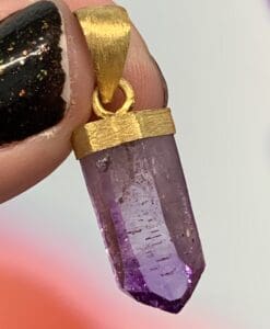 Amethyst (point) 18K Gold Vermeil pendant for necklace healing crystal