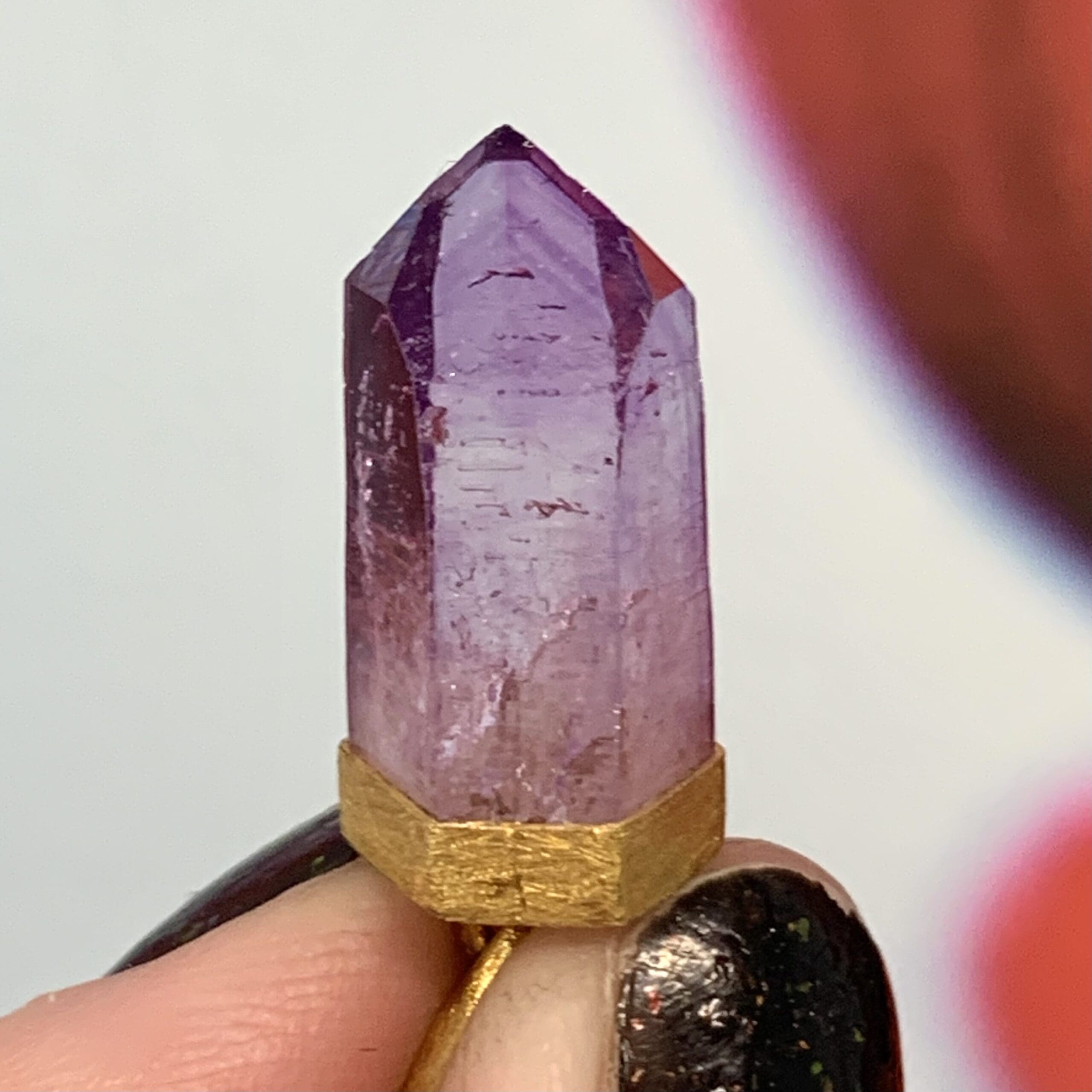 Amethyst (point) 18K Gold Vermeil pendant for necklace healing crystal - Image 4