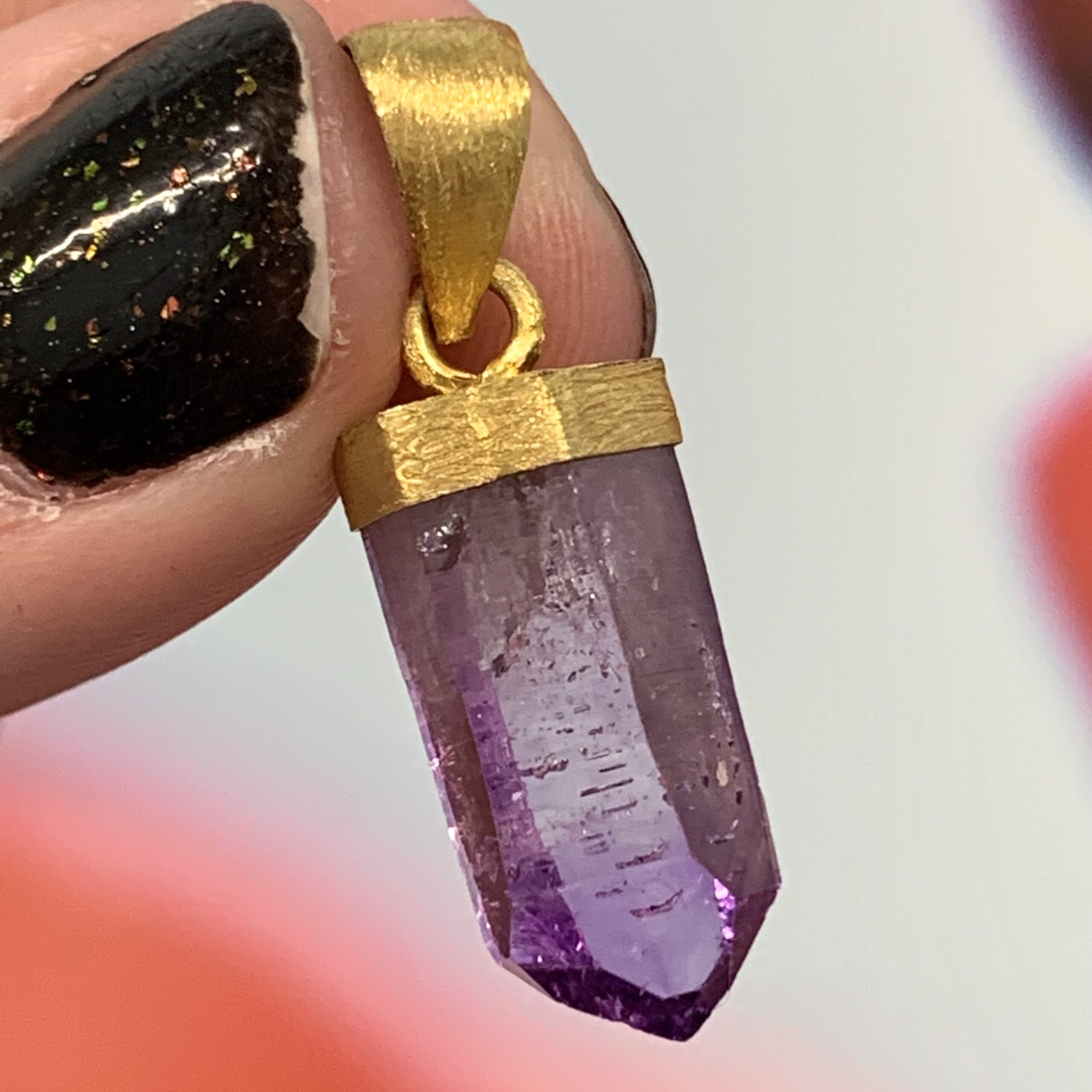 Amethyst (point) 18K Gold Vermeil pendant for necklace healing crystal