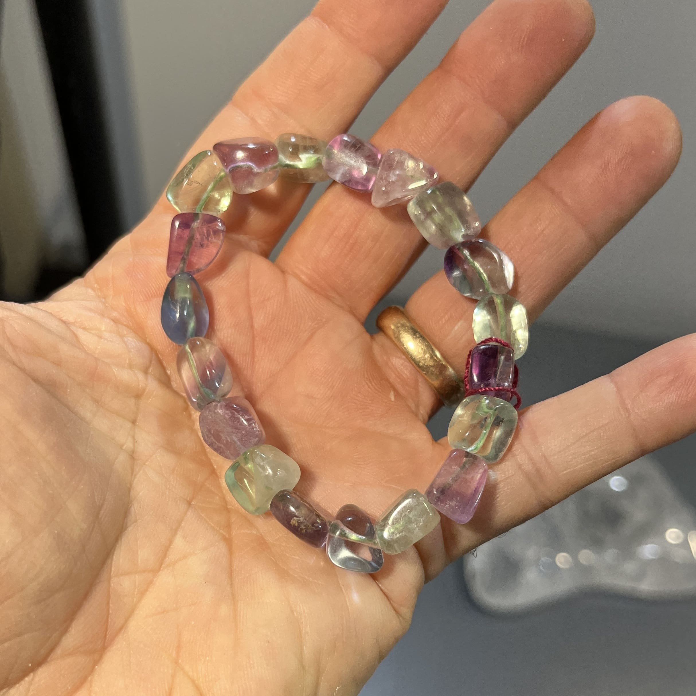 Fluorite (rainbow) multi-tone stretchie bracelet healing crystal