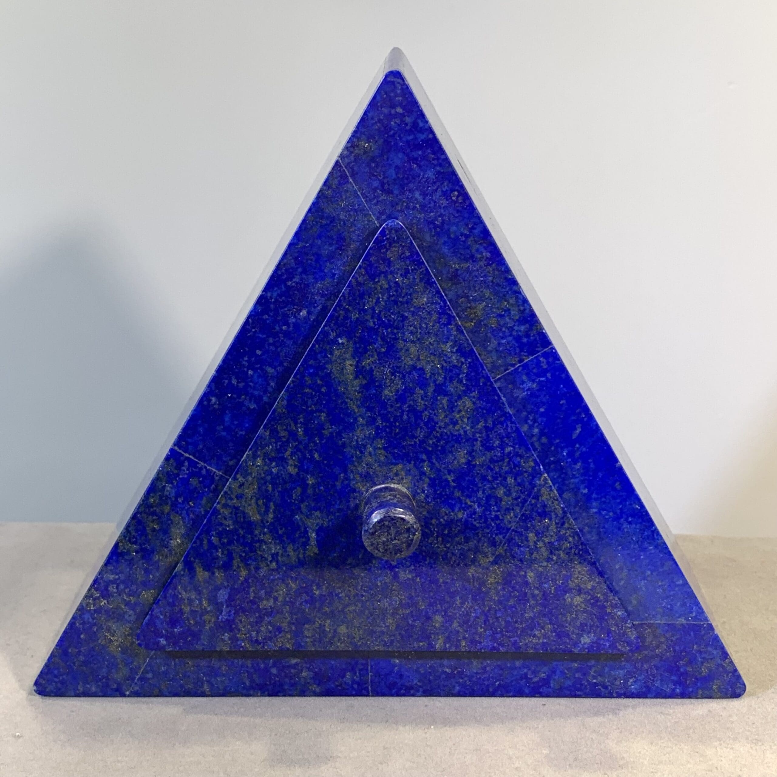 Lapis trianglular pyramid box w removable top healing crystal - Image 3