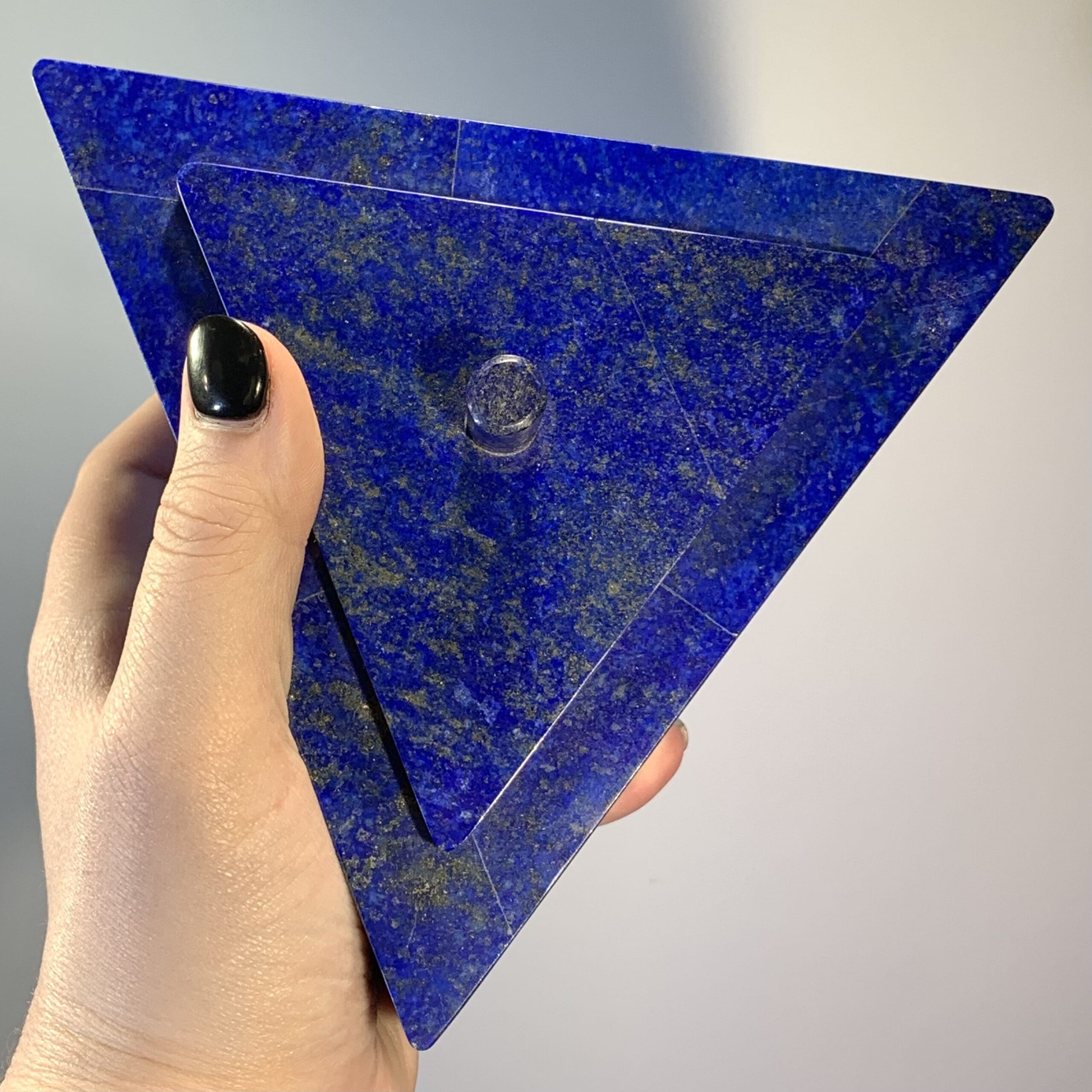 Lapis trianglular pyramid box w removable top healing crystal - Image 9
