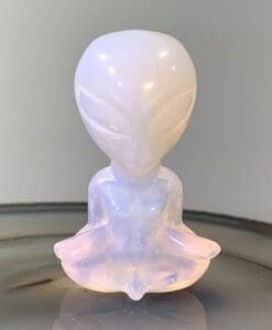 Opalite (pink) meditating androgenous alien figurine healing crystal