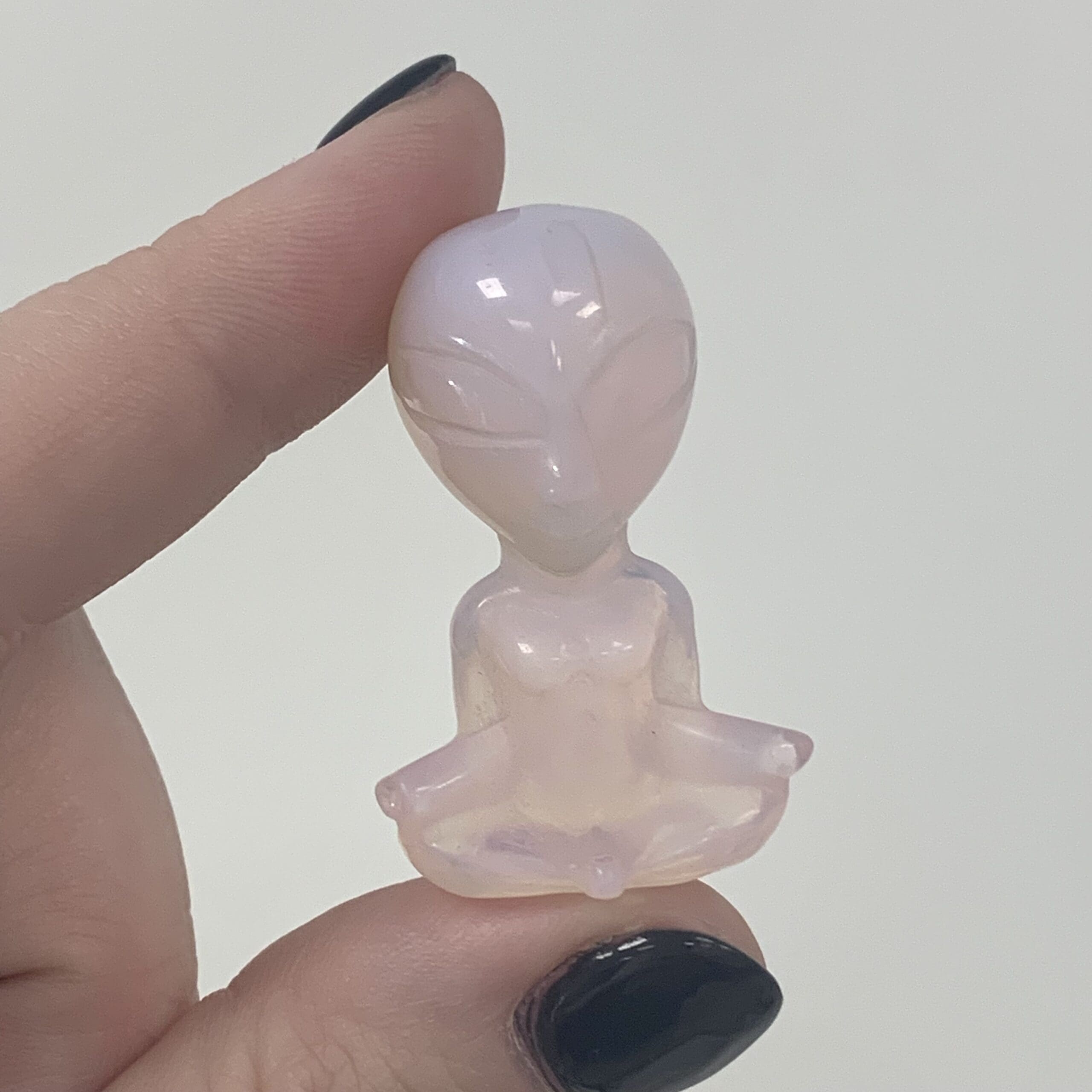 Opalite (pink) meditating androgenous alien figurine healing crystal - Image 6