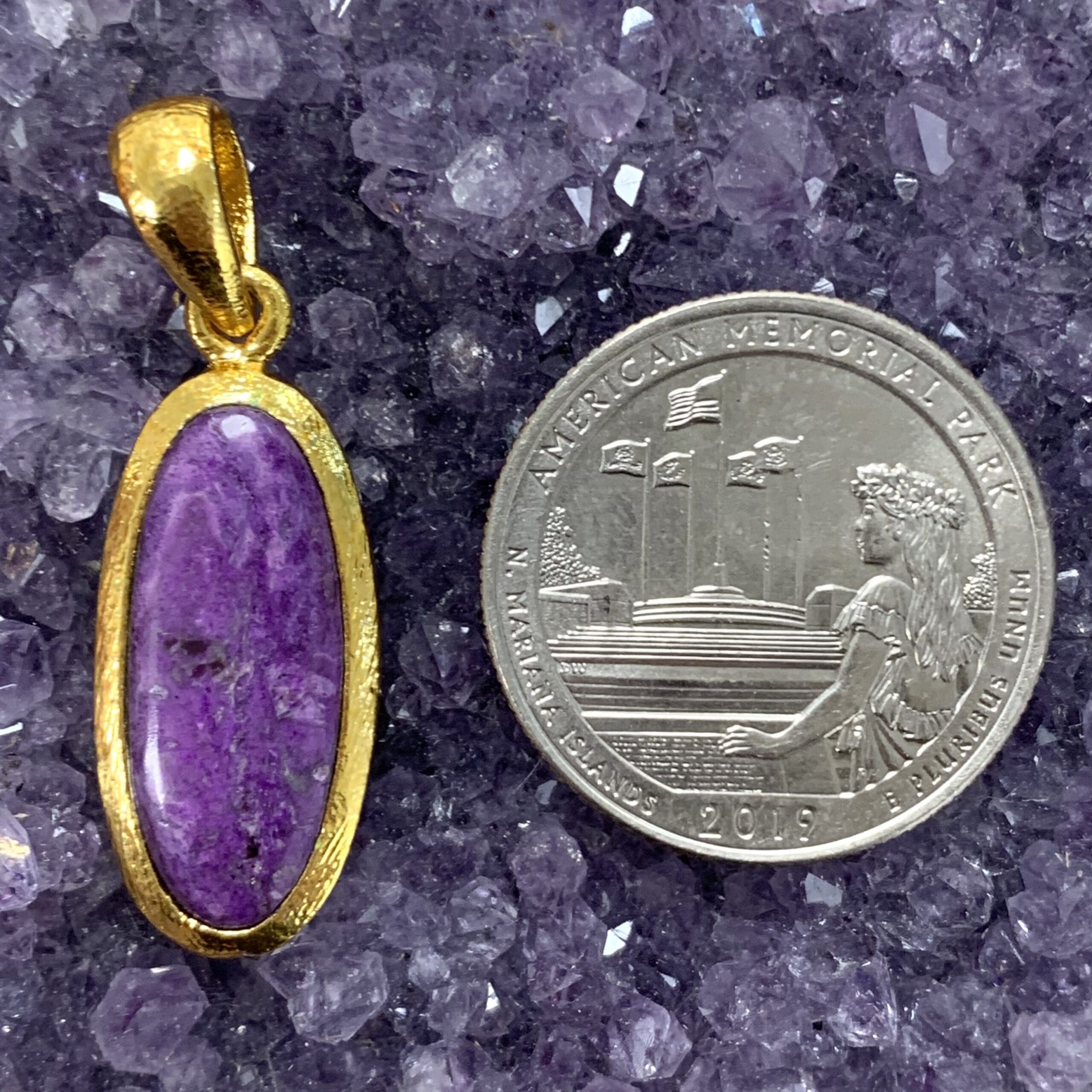 Sugilite 18K GOLD Vermeil pendant for necklace healing crystal - Image 5