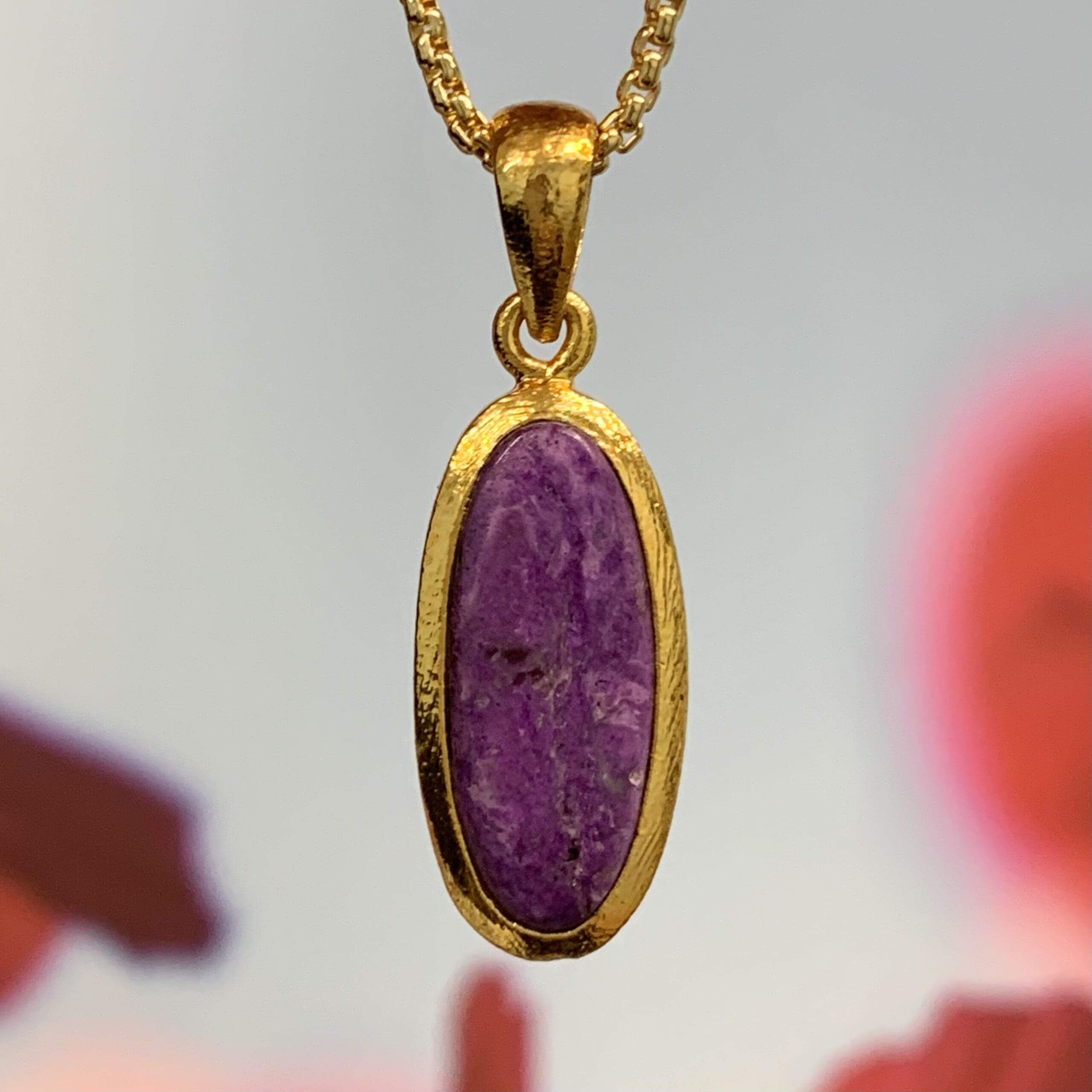 Sugilite 18K GOLD Vermeil pendant for necklace healing crystal - Image 2