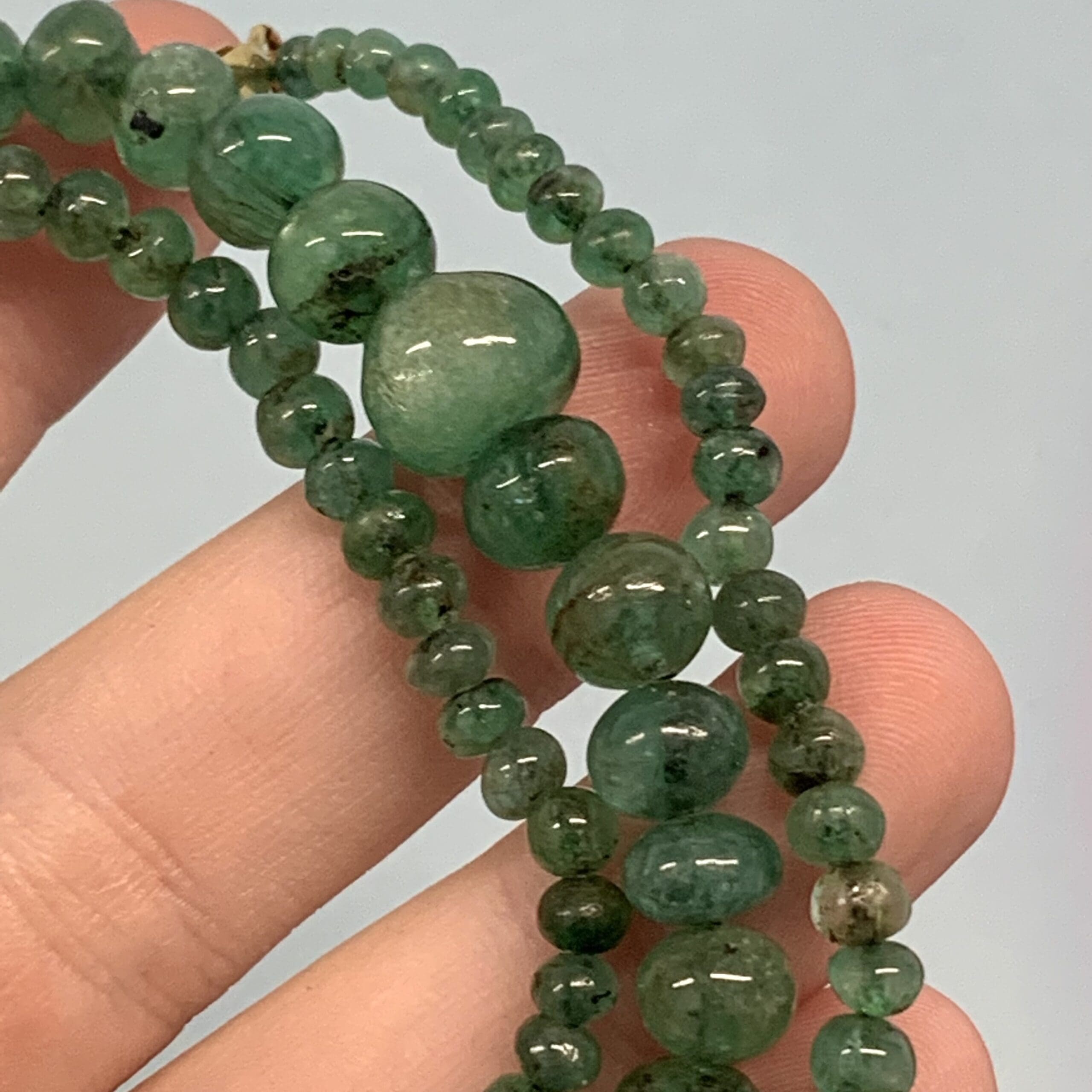 Emerald (bead) hand-formed graduated vintage necklace healing crystal - Image 3