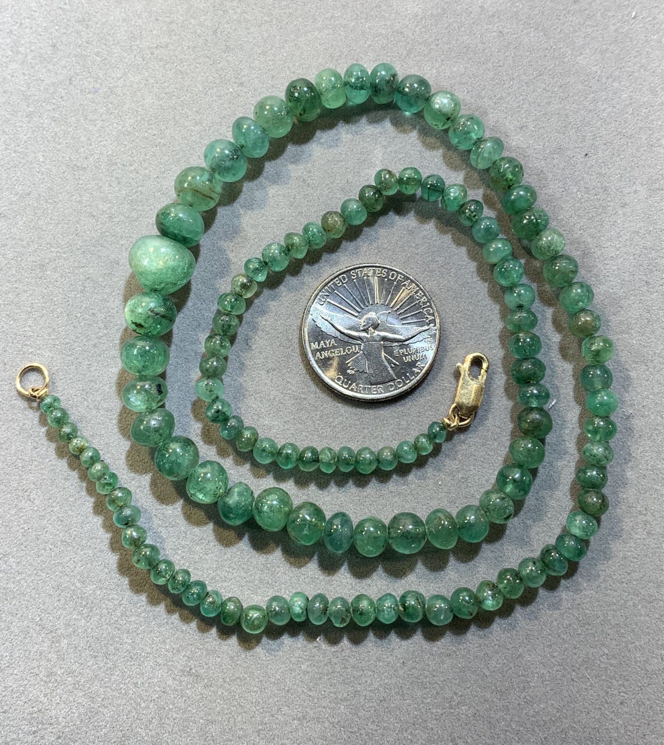 Emerald (bead) hand-formed graduated vintage necklace healing crystal - Image 4