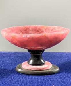 Rhodochrosite gemmy oval bowl w/ Basalt base healing crystal