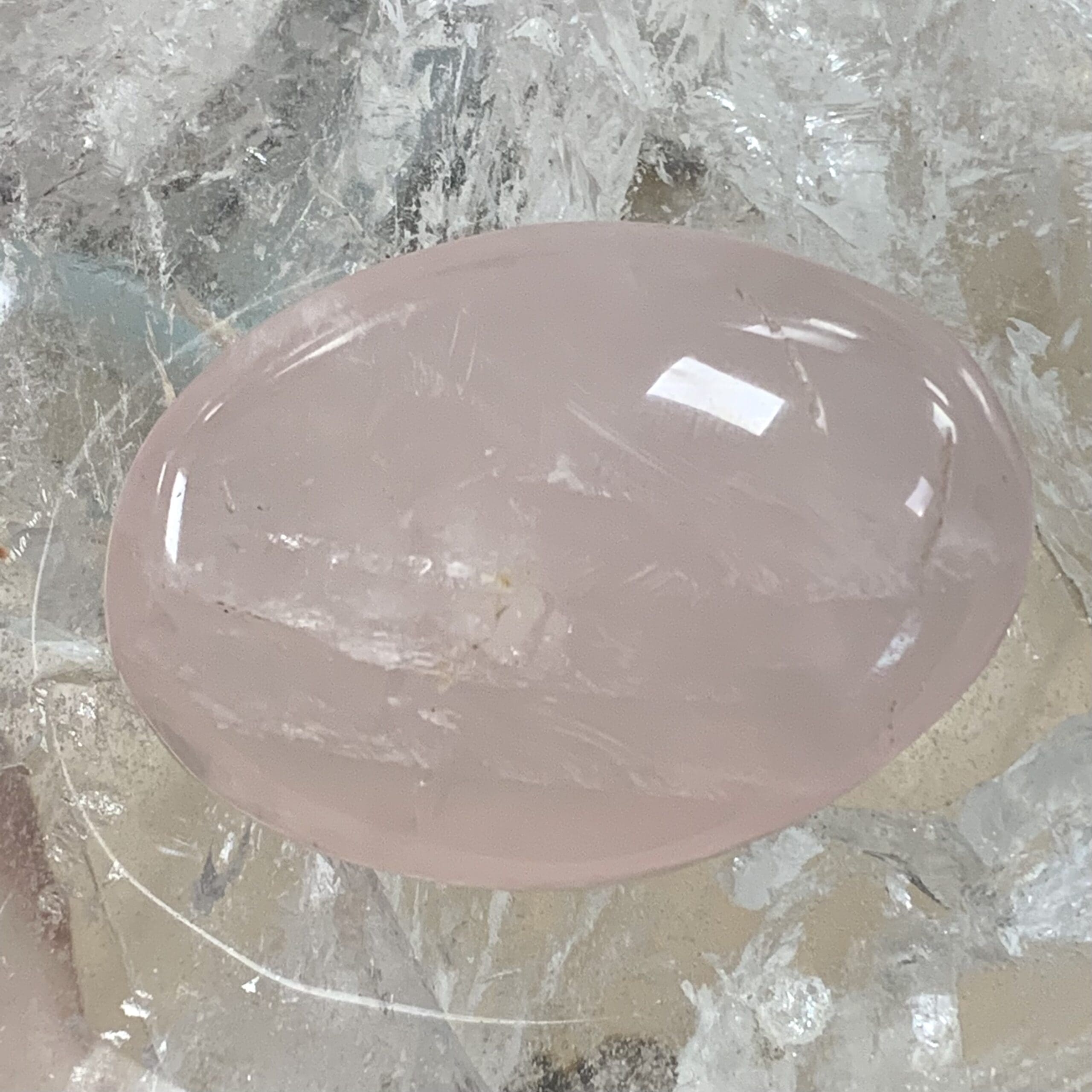 Rose Quartz freeform oval palm piece healing crystal - Image 5