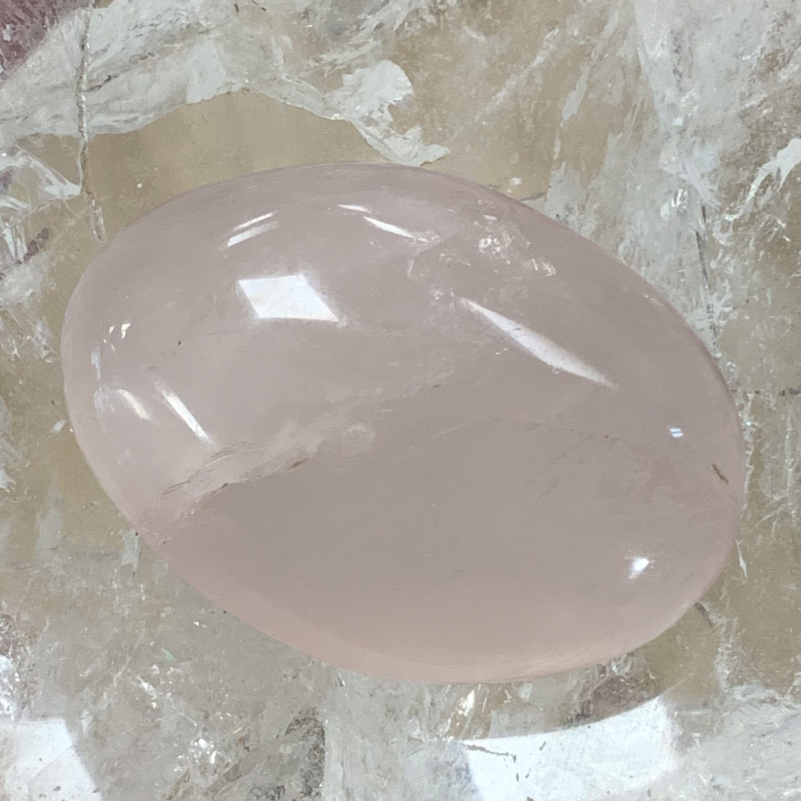 Rose Quartz freeform oval palm piece healing crystal - Image 6