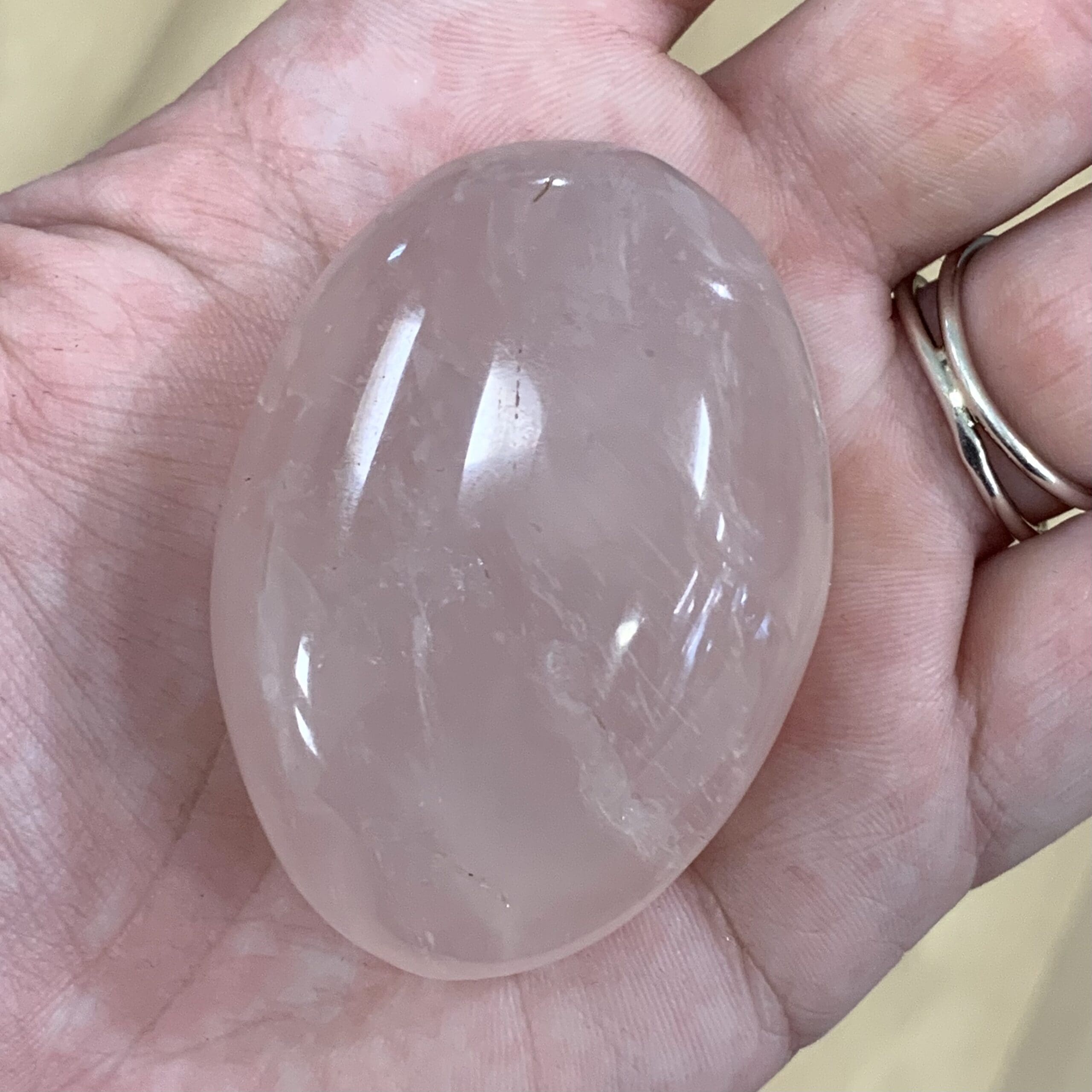 Rose Quartz freeform oval palm piece healing crystal - Image 2