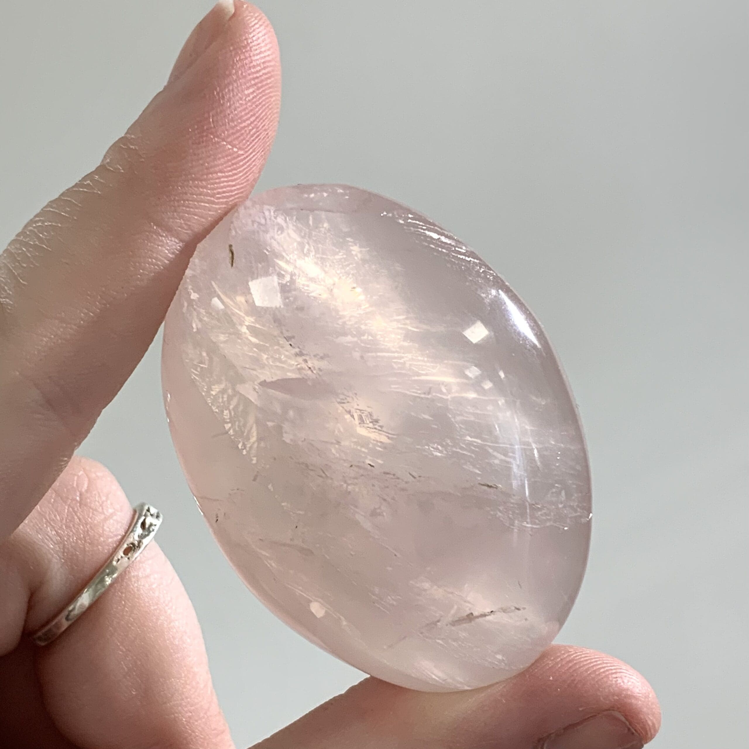 Rose Quartz freeform oval palm piece healing crystal - Image 3
