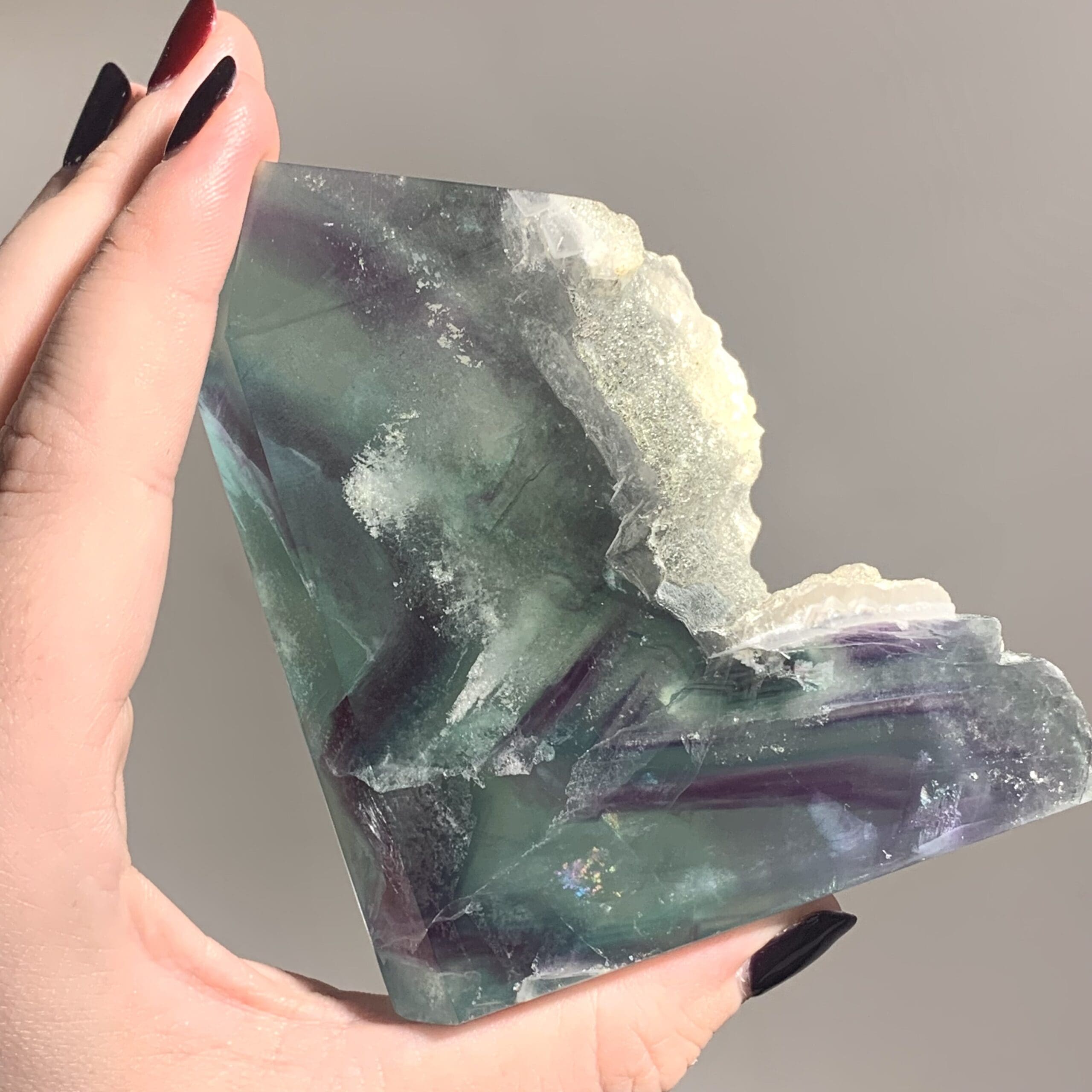 Fluorite (rainbow) freeform tabular crystallized obelisk healing crystal - Image 5