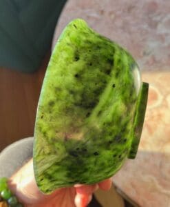 Jade (Nephrite) 6-inch 'mouth' bowl (carving) healing crystal