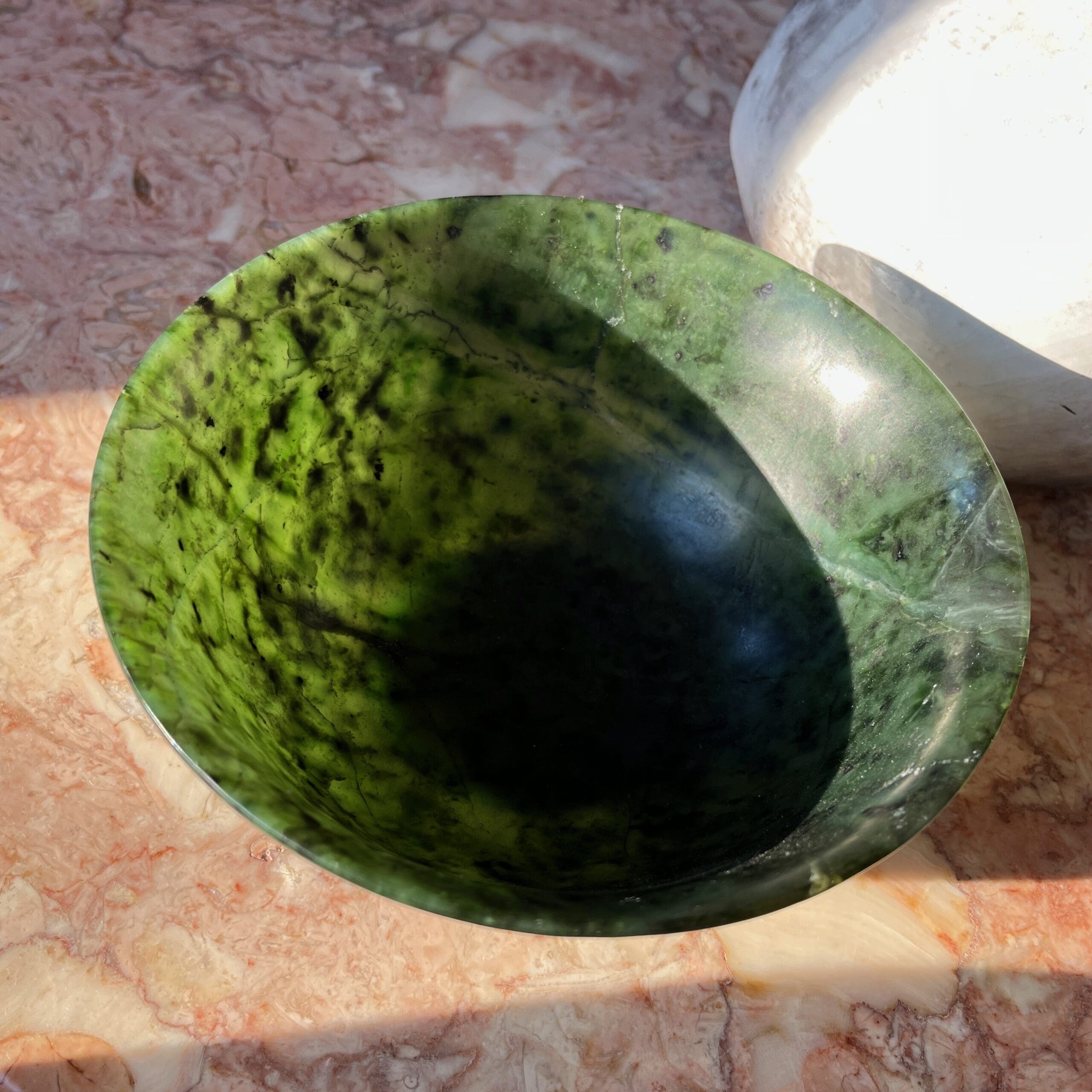 Jade (Nephrite) 6-inch 'mouth' bowl (carving) healing crystal - Image 2