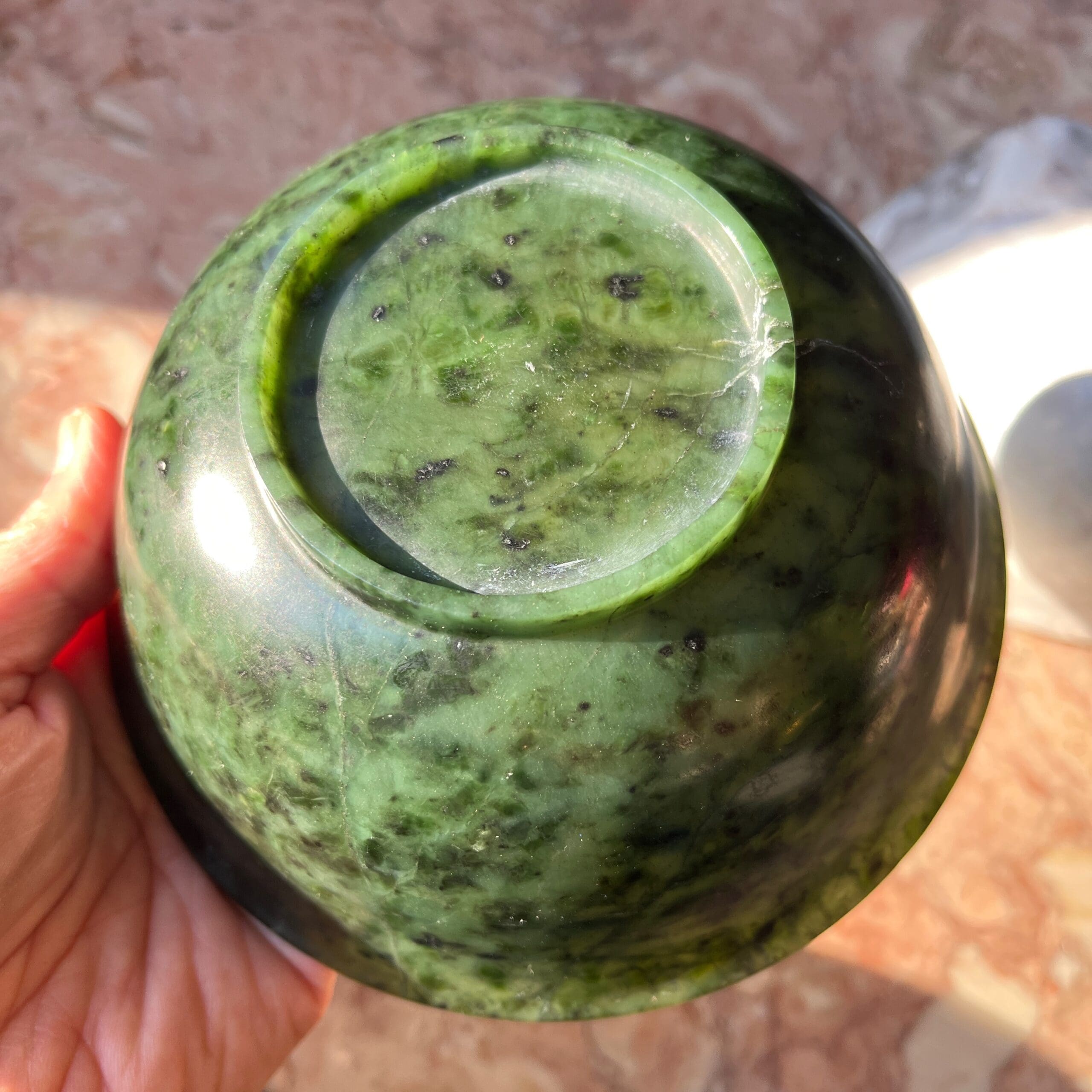 Jade (Nephrite) 6-inch 'mouth' bowl (carving) healing crystal - Image 4