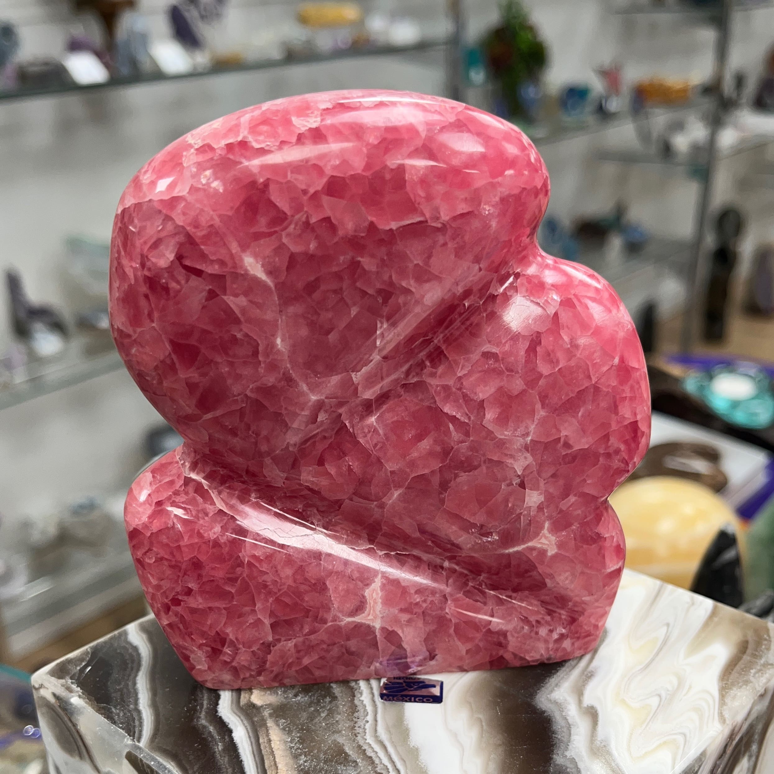 Rhodochrosite (carving) standing gemmy freeform sculpture healing crystal - Image 2