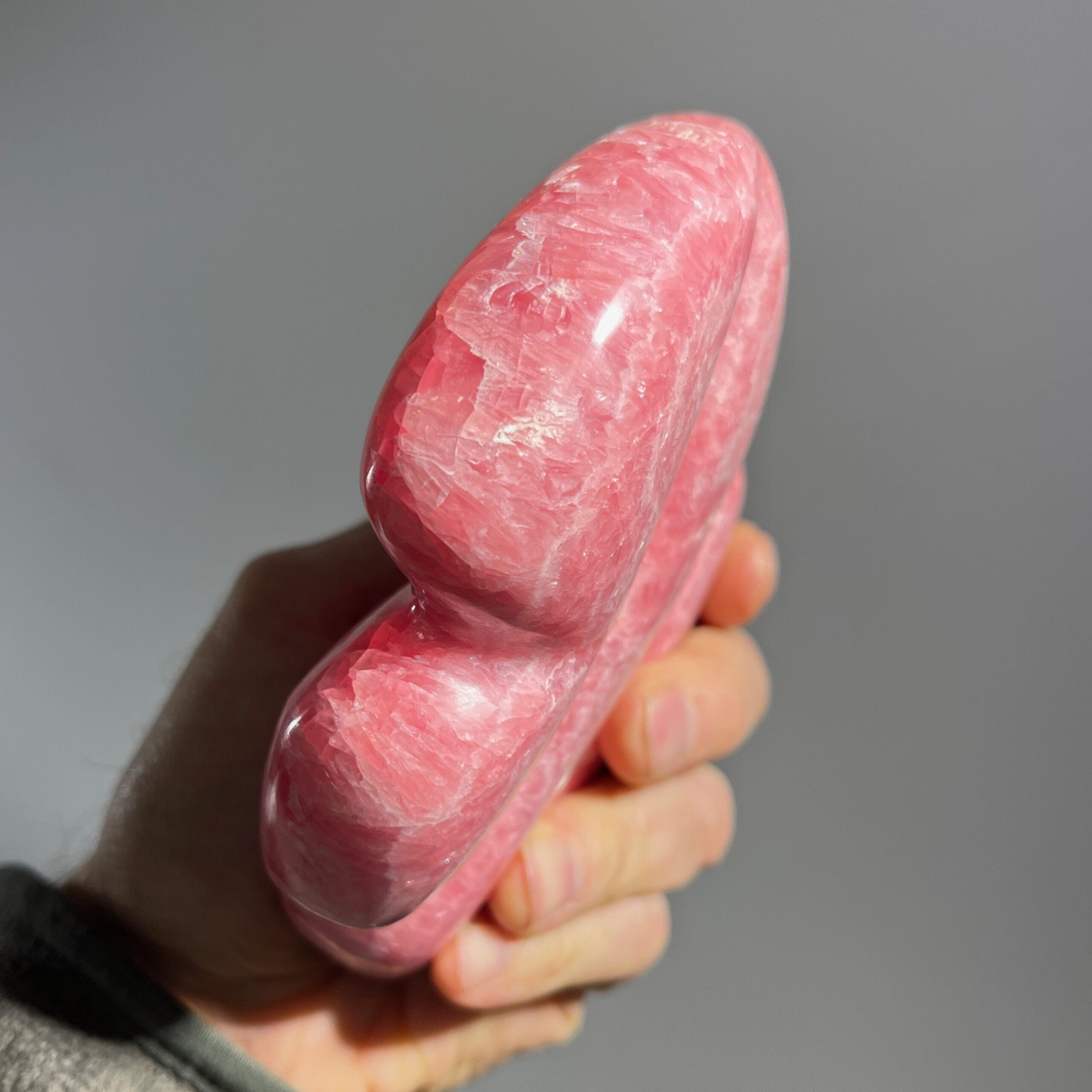 Rhodochrosite (carving) standing gemmy freeform sculpture healing crystal