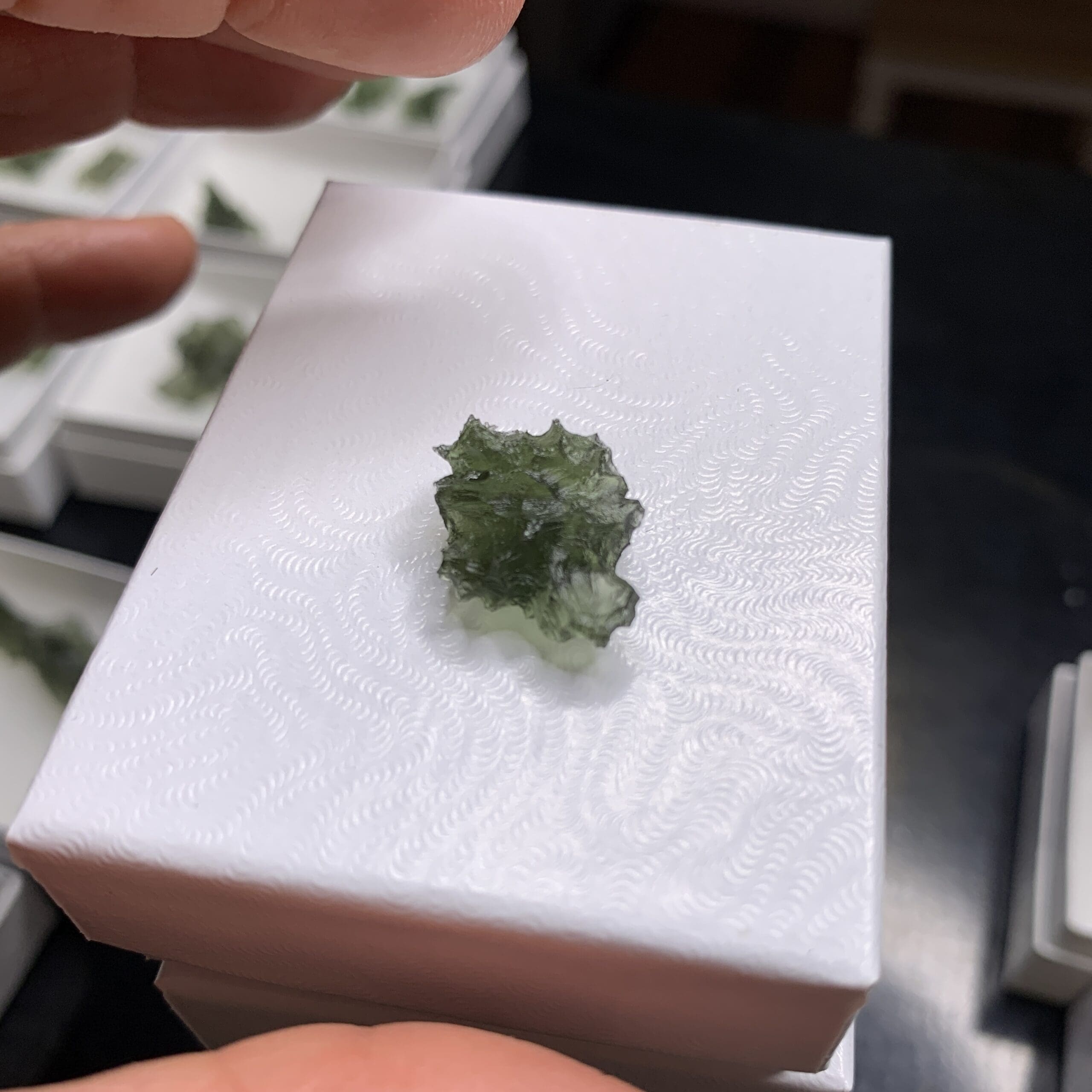 Moldavite (rough) Besednice (1.544gr) 'tree' or 'cross' form healing crystal