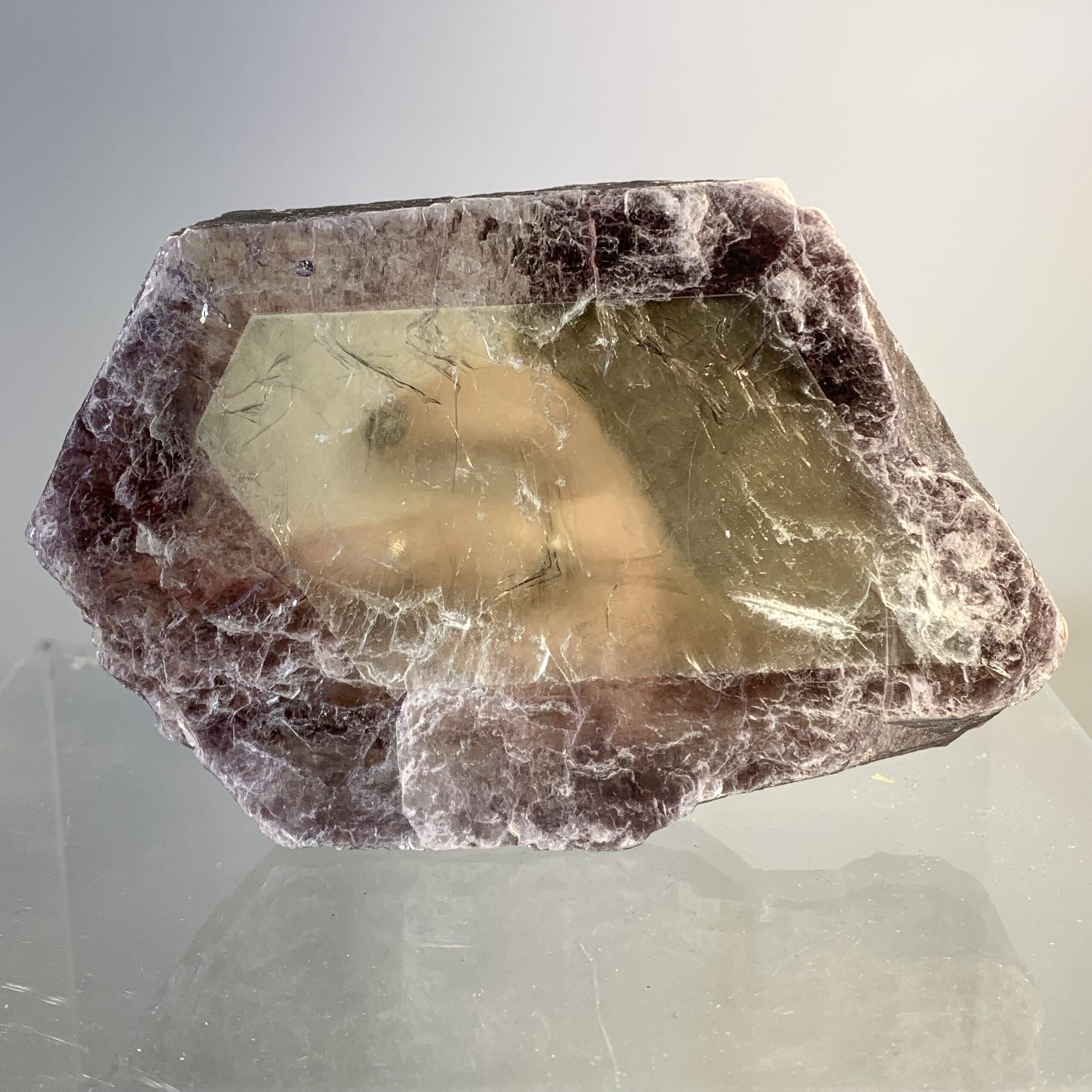 Lepidolite mica with translucent 'diamond window' slice healing crystal - Image 7