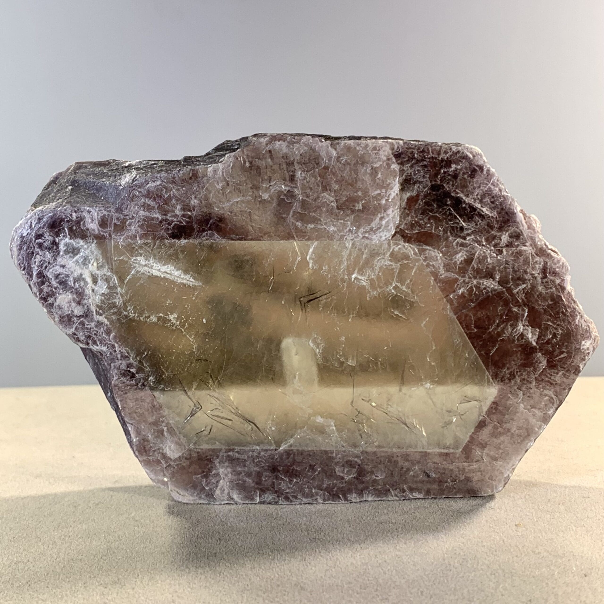Lepidolite mica with translucent 'diamond window' slice healing crystal - Image 9