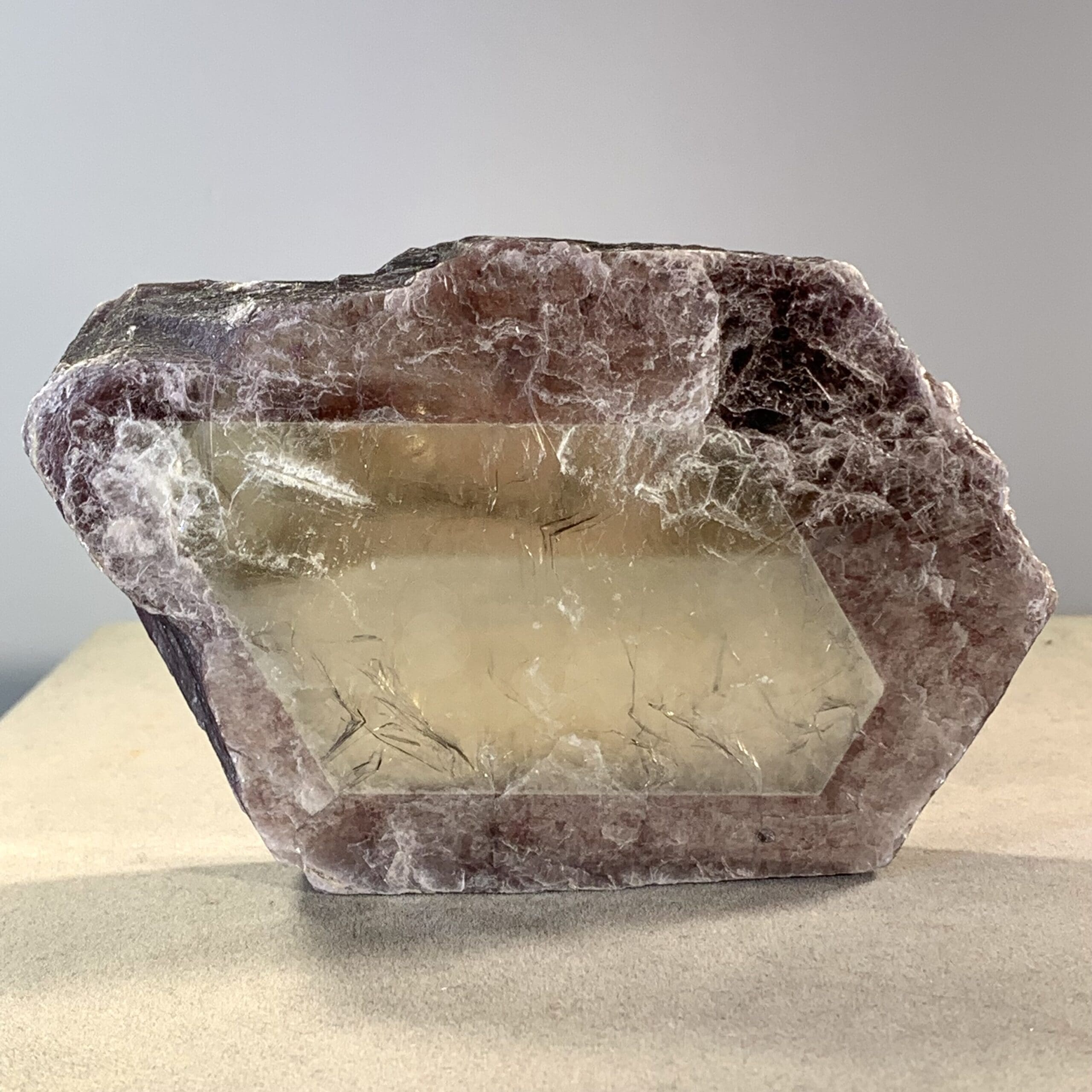 Lepidolite mica with translucent 'diamond window' slice healing crystal - Image 10
